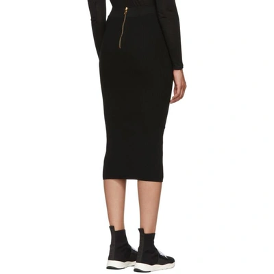 Shop Balmain Black Long Skirt In Noir C0100