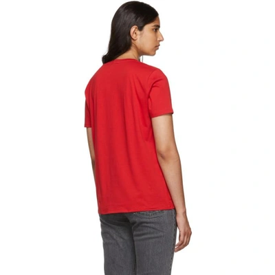 Shop Balmain Red Logo T-shirt