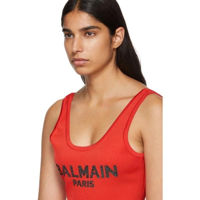 Shop Balmain Red Knit Logo Bodysuit In Rg/nr C5502