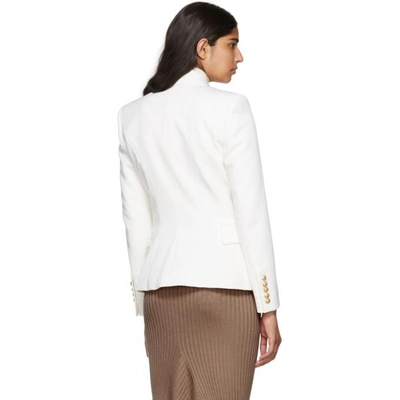 Shop Balmain White Wool Six-button Blazer In Blanc C0001