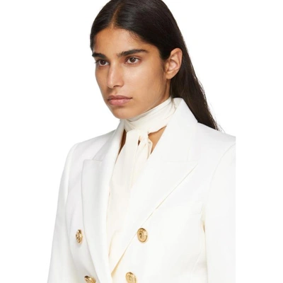 Shop Balmain White Wool Six-button Blazer In Blanc C0001