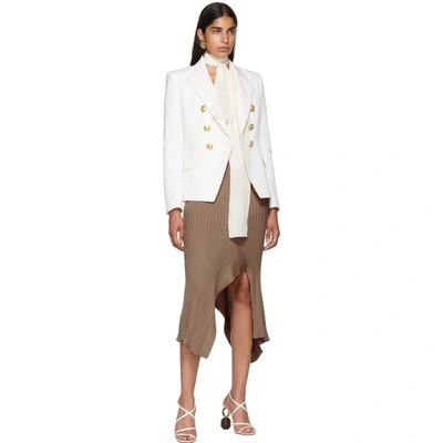 Shop Balmain White Wool Six-button Blazer In Blanc C0001