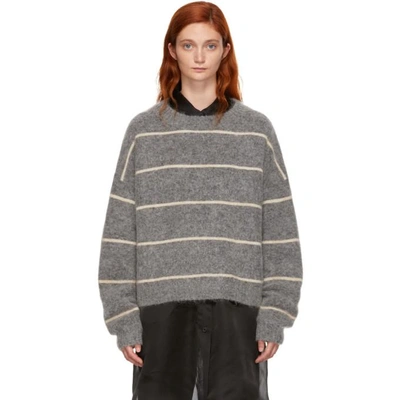 Shop Acne Studios Grey Striped Rhira Sweater In Grey/beige