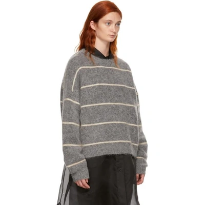 Shop Acne Studios Grey Striped Rhira Sweater In Grey/beige