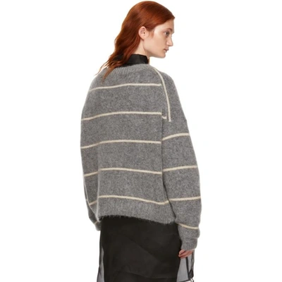 Shop Acne Studios Grey Striped Rhira Sweater In Grey/beige