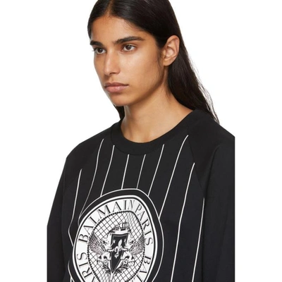 Shop Balmain Black Striped Baseball Sweatshirt In Nr/bl C5101