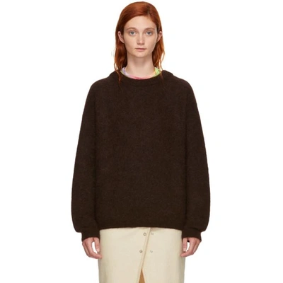 Shop Acne Studios Brown Wool Dramatic Sweater In Dark Brown