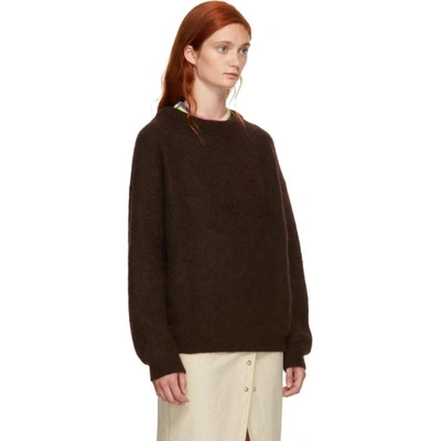 Shop Acne Studios Brown Wool Dramatic Sweater In Dark Brown