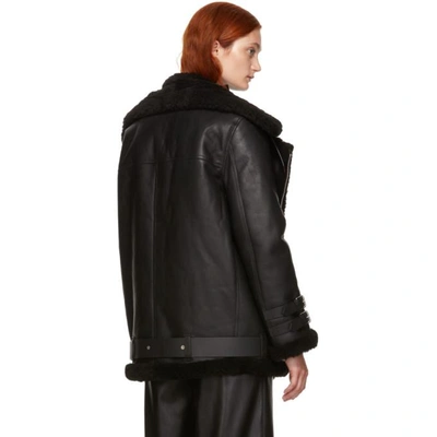 Shop Acne Studios Black Leather And Shearling Velocite Jacket In Black/black