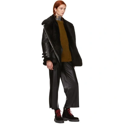Shop Acne Studios Black Leather And Shearling Velocite Jacket In Black/black