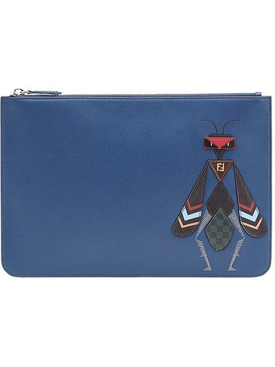 Shop Fendi Super Bugs Zipped Wallet - Blue