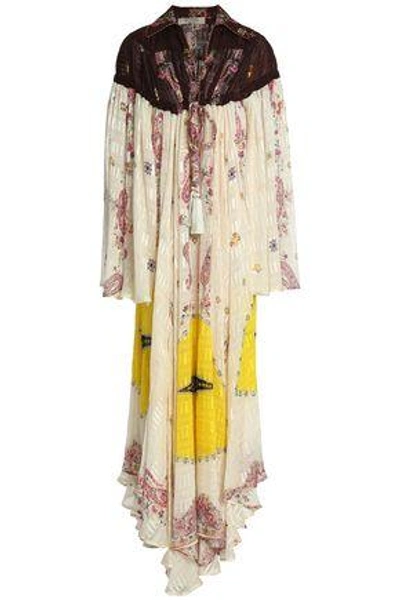 Shop Etro Tasseled Printed Silk-jacquard Maxi Dress In Multicolor