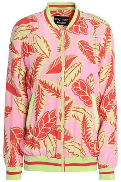 Shop Boutique Moschino Woman Printed Crepe Bomber Jacket Pink
