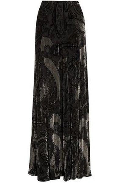 Shop Etro Woman Devoré-velvet Maxi Skirt Black