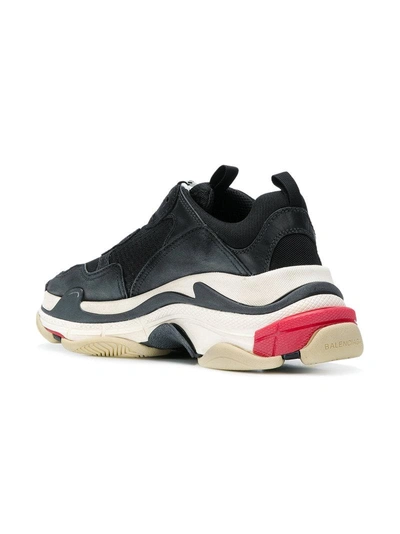 Balenciaga Triple S Logo-embroidered Leather, Nubuck And Mesh Sneakers In Black