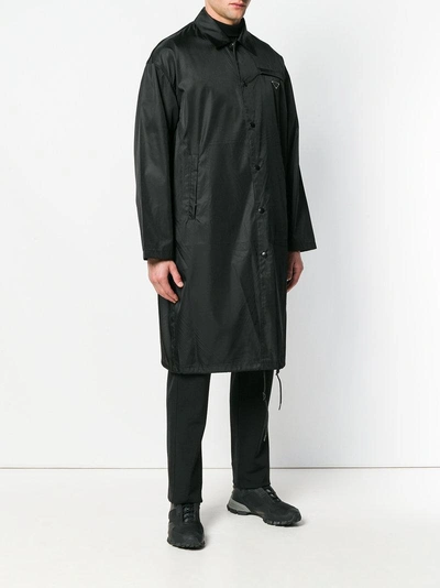 Shop Prada Garbadine Coat - Black