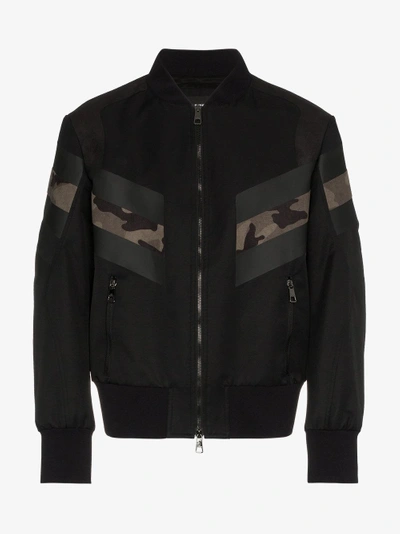 Shop Neil Barrett Panelled Bomber Jacket In Black