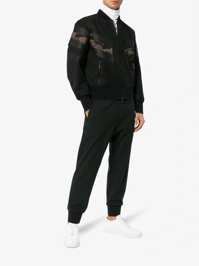 Shop Neil Barrett Panelled Bomber Jacket In Black