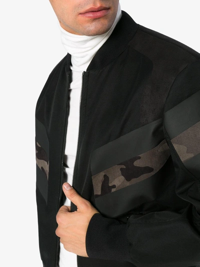 Shop Neil Barrett Panelled Bomber Jacket In Black