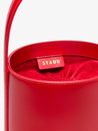 Shop Staud Red Bisset Leather Bucket Bag