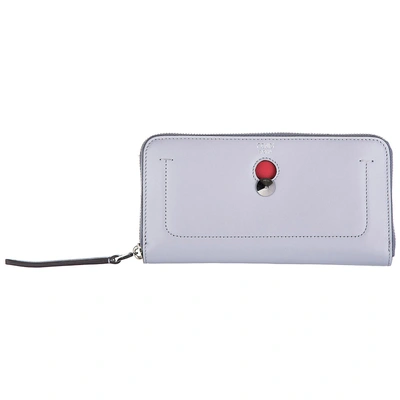 Shop Fendi Women's Wallet Genuine Leather Coin Case Holder Purse Card Bifold Zip Around Dotcom In Grey