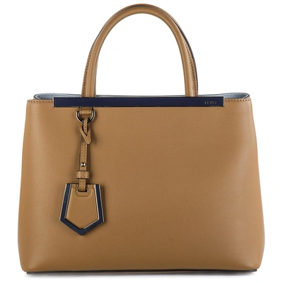 Shop Fendi Women's Leather Handbag Shopping Bag Purse Petite 2jours In Brown
