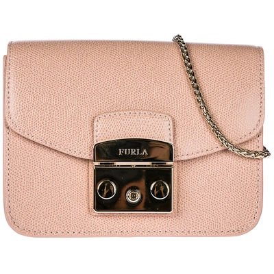 Shop Furla Women's Leather Cross-body Messenger Shoulder Bag Metropolis In Pink