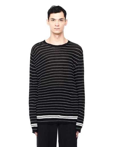 Shop Haider Ackermann Striped Cotton And Cashmere Sweater In Black