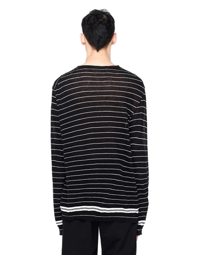 Shop Haider Ackermann Striped Cotton And Cashmere Sweater In Black