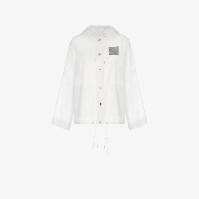 Shop Proenza Schouler Logo Print Hooded Rain Mac Coat In White