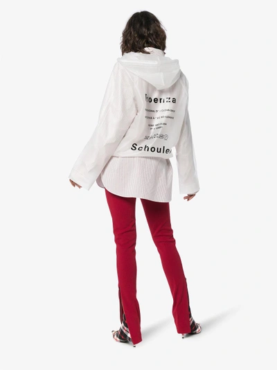 Shop Proenza Schouler Logo Print Hooded Rain Mac Coat In White