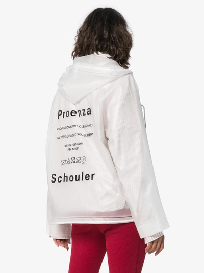 Shop Proenza Schouler Logo Print Hooded Rain Mac Coat In White