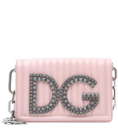 Shop Dolce & Gabbana Dg Girls Leather Shoulder Bag In Pink