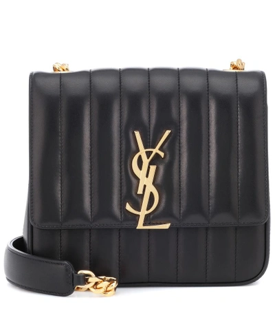 Shop Saint Laurent Vicky Medium Leather Shoulder Bag In Black