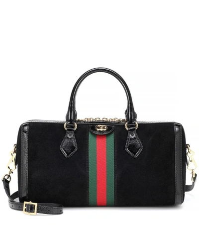Shop Gucci Ophidia Medium Suede Shoulder Bag In Black
