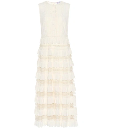 Shop Red Valentino Scalloped Tulle Maxi Dress In Beige