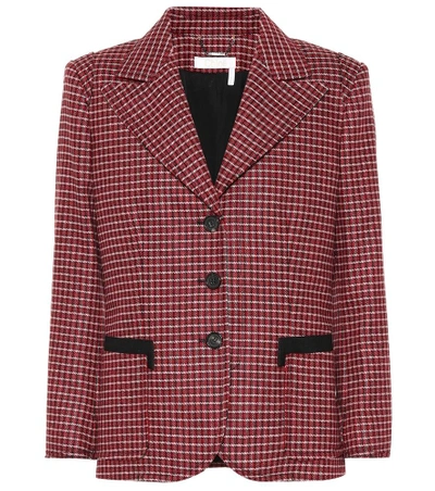 Shop Chloé Plaid Wool-blend Jacket In Red