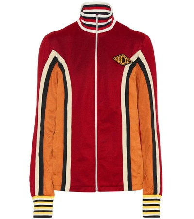 Shop Gucci Striped Jersey Track Jacket In Multicoloured