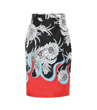 Shop Prada Printed Skirt In Multicoloured