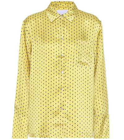 Shop Asceno Printed Silk Pajama Shirt In Yellow