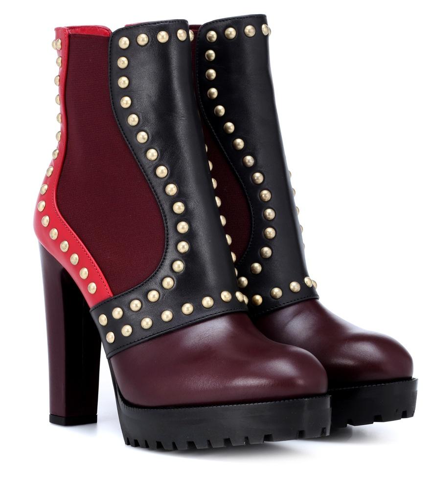 alexander mcqueen embellished leather ankle boots
