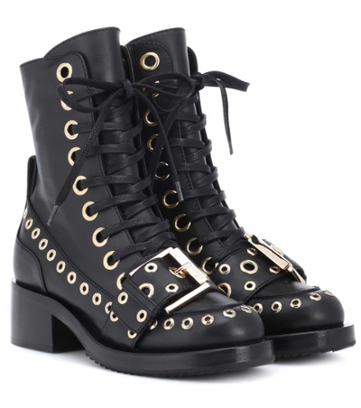 Shop N°21 Embellished Leather Ankle Boots In Black