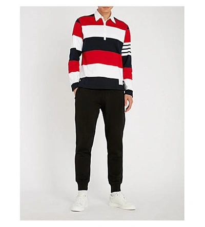 Shop Thom Browne Rugby Striped Regular-fit Cotton-jersey Polo Shirt In Multicolour