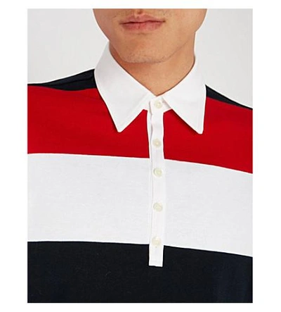 Shop Thom Browne Rugby Striped Regular-fit Cotton-jersey Polo Shirt In Multicolour