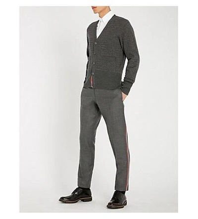 Shop Thom Browne Slim-fit Skinny Wool Trousers In Dark Grey