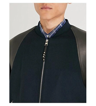 Alexander Mcqueen 骆驼-头发 和 皮革 轰炸机 夹克 In Navy