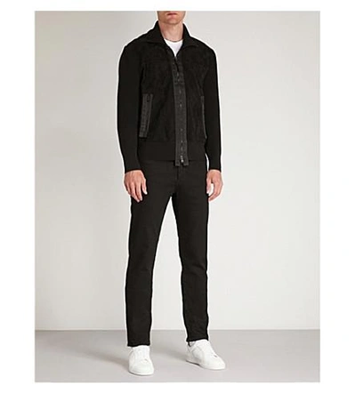 Shop Tom Ford 绒面革 和 针织的 夹克 In Black