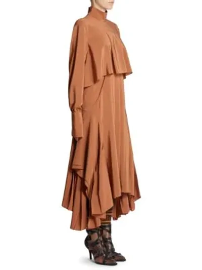 Shop Chloé Silk Handkerchief Midi Dress In Nougat