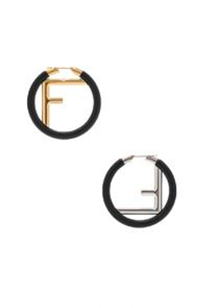 Shop Fendi Ff Hoop Earrings In Black