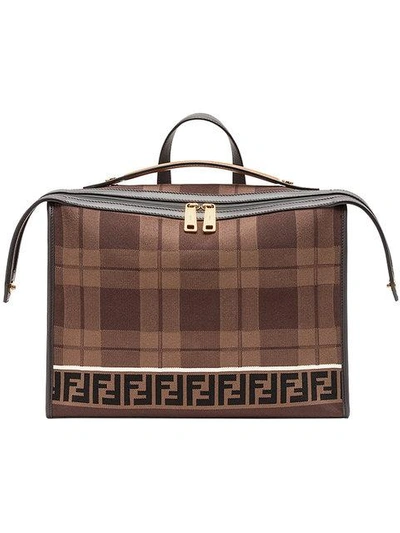 Shop Fendi Logo Briefcase - Brown